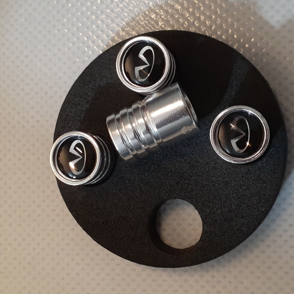 Valve Cap Stem Cover For Silver Metallic Infinity Bike, Car, Trucks - Picture 2 of 3